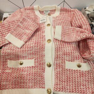 J Crew xxs gold pink classic jackie sweater cardigan nwt
